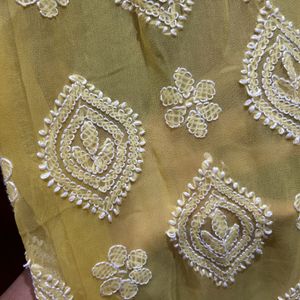 Chikankari Yellow Kurti With Inner