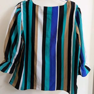 NEW-Striped Round Neck Top