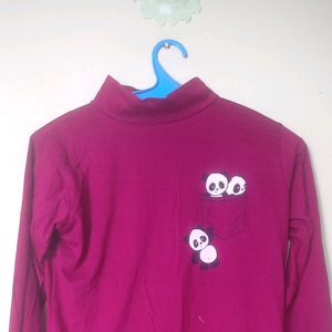 Turtle neck maroon T shirt