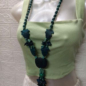 Three-Lined Wooden Beads Jewelry Necklace for Wome