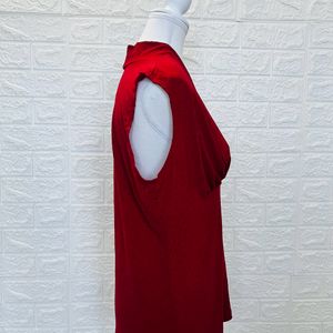 Red knit stretch Tie Sleeves Top Shirt