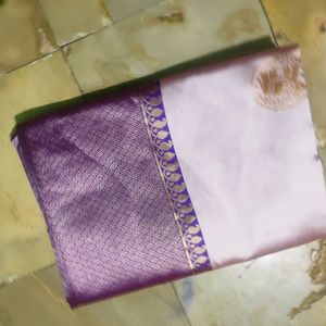 Unused Banasari Saree...cream And Purple