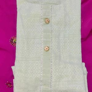 Light Green Zari Work Kurti