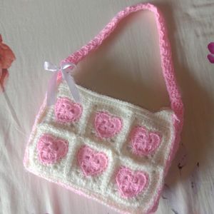 Cute Crochet Heart Shoulder Bag