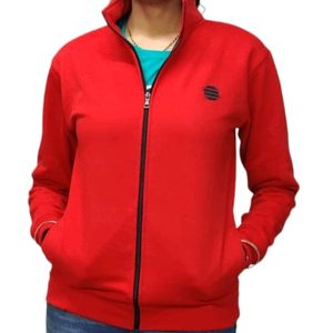 Red Color Zipper Jacket Unisex Style