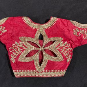 Red colour embrodered blouse