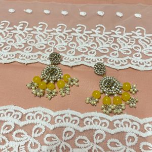 Yellow Kundan Earring