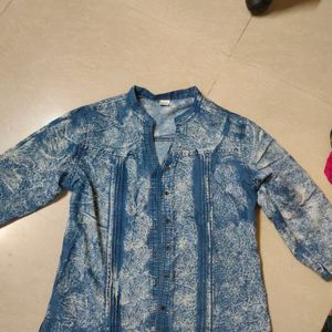 Cotton Blend Jean Shirt