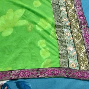 Parrot Green Lycra Saree