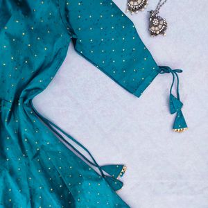 Inddus Teal Blue Anarkali Kurti