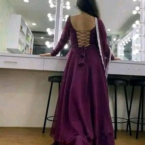 Purple Backless Gown With Dupatta