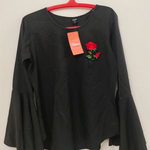 Darzi Top With Butterfly Sleeves- L