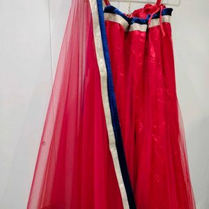 Festive Red Net Lehenga with Dupatta