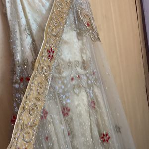 Heavy Hand Work Off White Bridal Lehanga