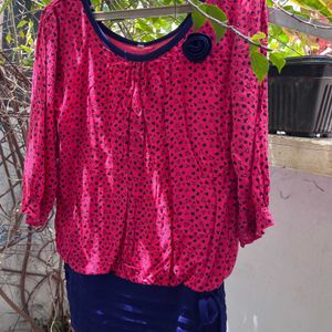 Pink & Blue Peplum Top