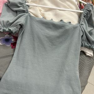 Square Puff Sleeve Top For Women