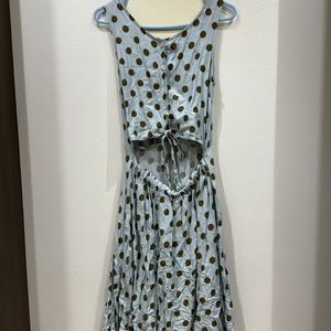 Sky Blue Dress With Front Cut