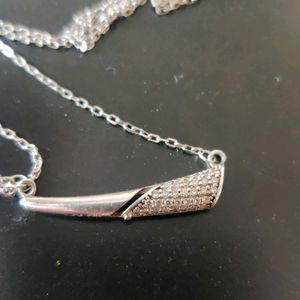 92.5 Silver Pendant Chain With CZs