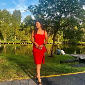 Red Bodycon Dress With A Slit