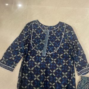 Indigo Printed Kurta Set