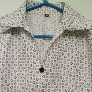 WHite Formal Shirt With Rose Button