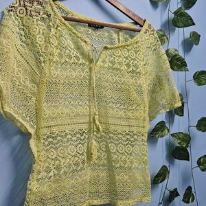 Lime Color Net Top