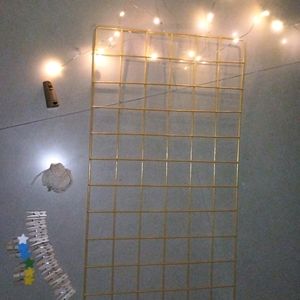 Polaroid Set . Metal Grid , Clips , Light , Rope