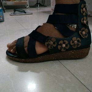 Navy Blue Floral Sandals