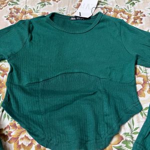 zara seagreen crop top