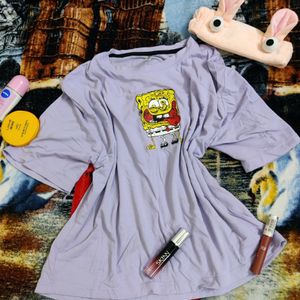 Lavender SpongeBob Oversized Tee