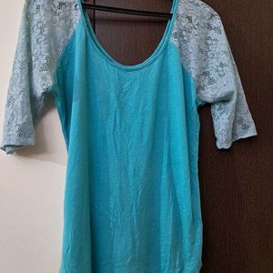 Ginger: Sea Green Lace Top