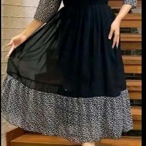 Women Fit &flare Black Floral Dress