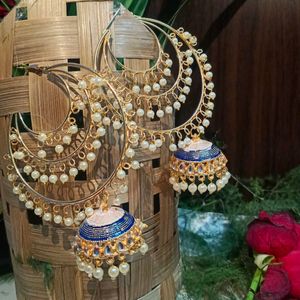 Long Chand Bali Jhumka Earrings