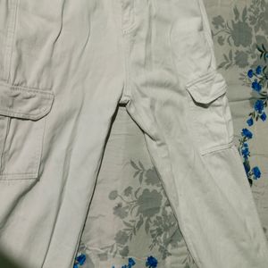 Women White Cargo Jeans