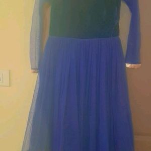 Velvet Navy Blue Girls Gown