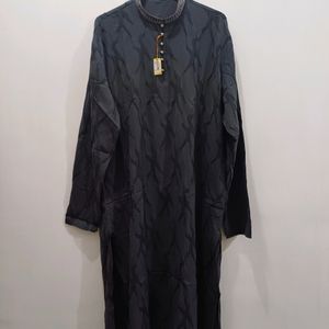 Kurta Chudidar Set (Black With Handwork On Collar)