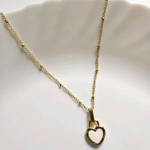 Korean Double Sided Heart Pendant chain Necklace