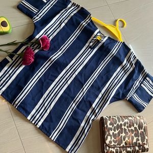 Blue Boxy Stripped Top