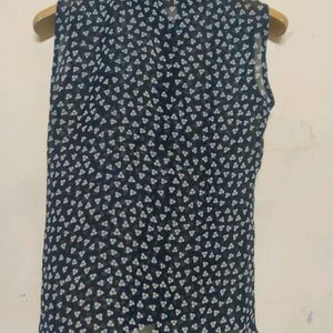 Sleeveless Top (Blue With White Print)