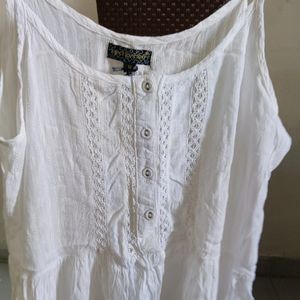 White Top For Women, Cut Sleeve