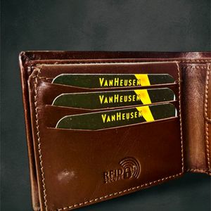 Van Heusen Genuine Leather Wallet Men's Wooden Box