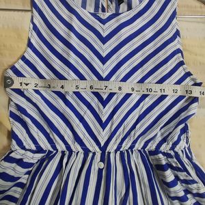 White and blue stripes dress for 11-12 year girl