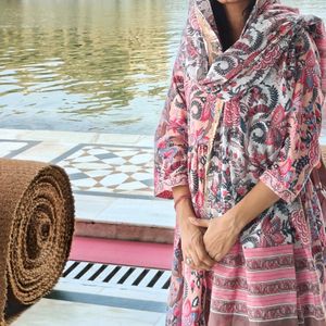 Pink Printed  Kurta Set