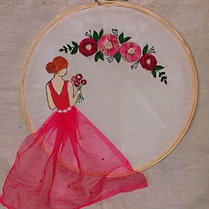 Wooden Embroidery Girly Hoop