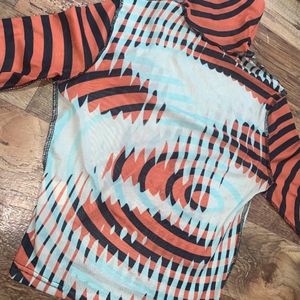 Printed Crop Sheer Tunic Top