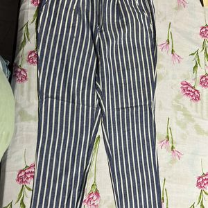 Blue Striped cotton Pants