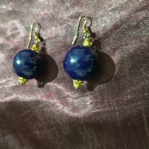 Dark Blue Bead Earring Set