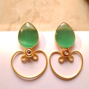 Sea Green Brass Earrings