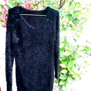 GOTHIC ⚫️ 🐈‍⬛️ BLACK SEQUIN Fur BODYCON DRESS 👗