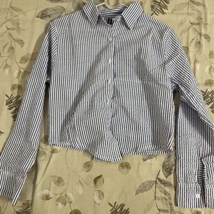 Mango Strips Blue And White Shirt For Women